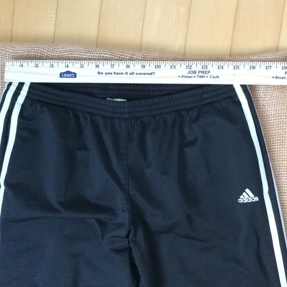 Adidas black 3 stripe white L elastic waist pants - Picture 4 of 7